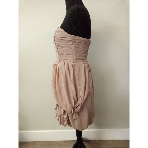 H&M Tan Ruffle Strapless Mini Dress Size 6 - Picture 2 of 5